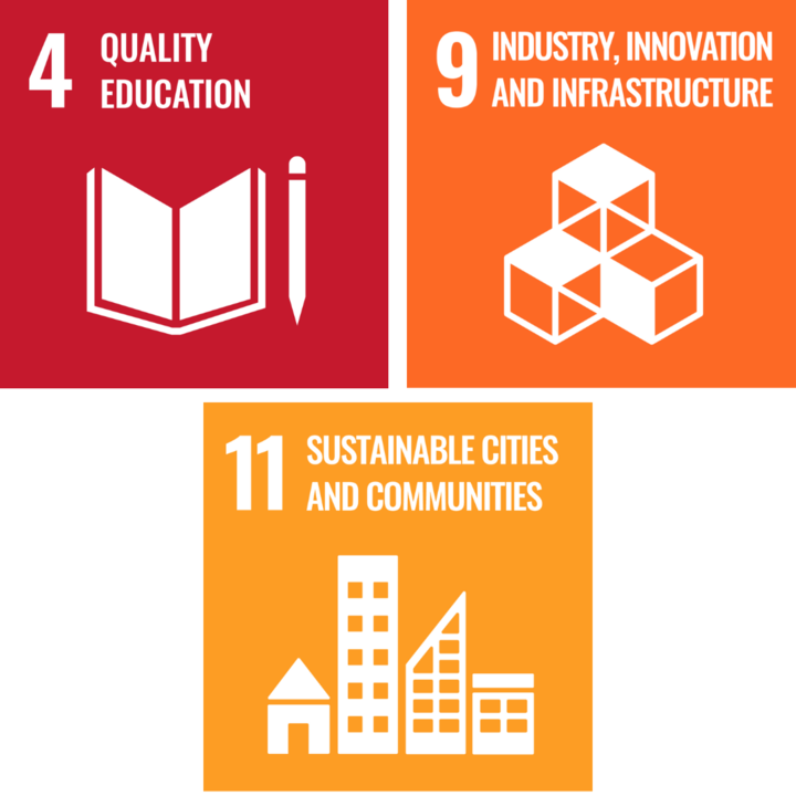 United Nations Sustainable Development Goals: #4 Quality Education; #9 Industry, Innovation, and Infrastructure; and #11 Sustainable Cities and Communities