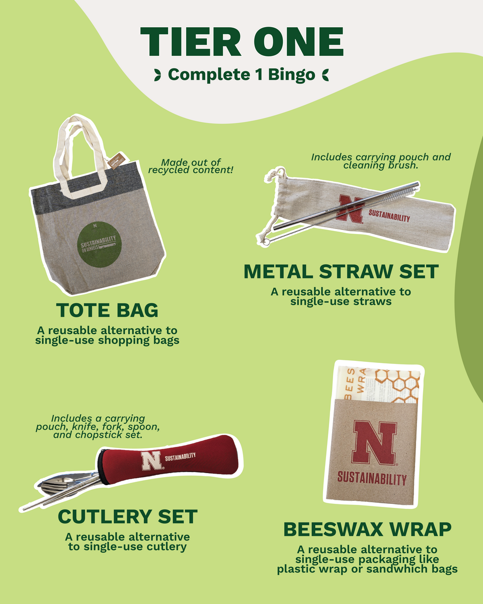 Image of the tier one sustainability bingo rewards.
