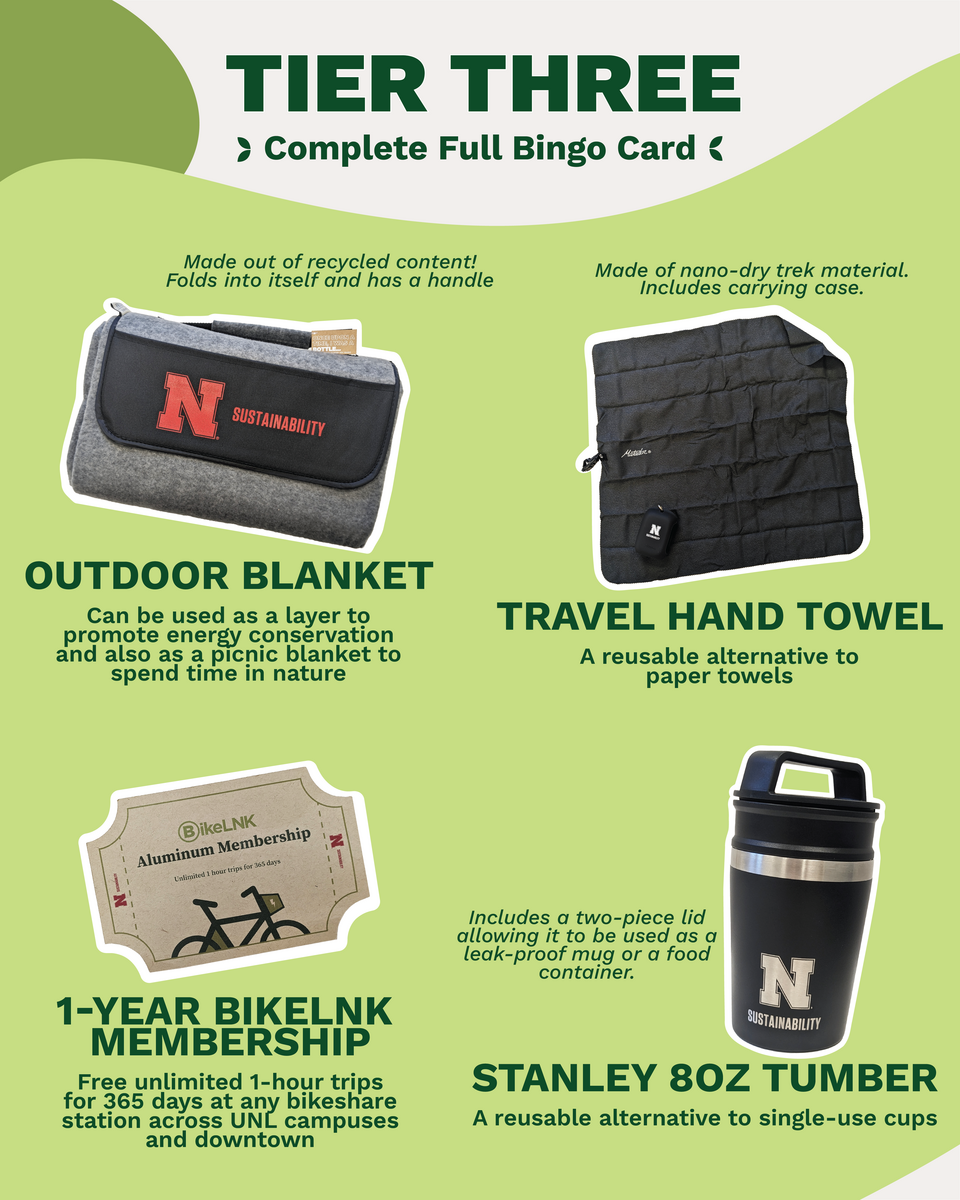 Image of the tier three sustainability bingo rewards.
